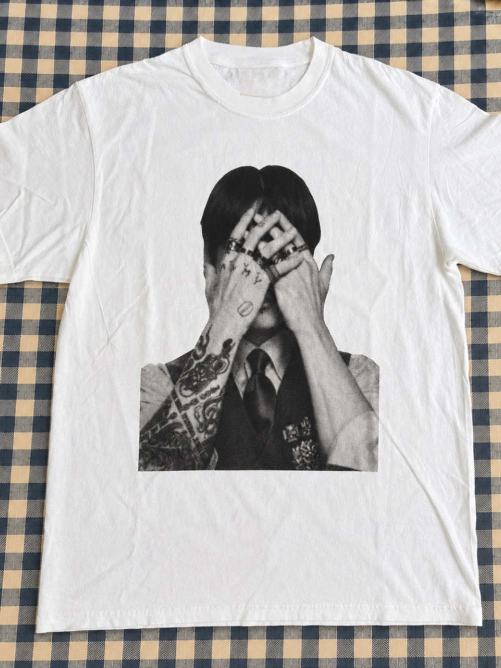 Vintage White Graphic Jungkook BTS T-Shirt